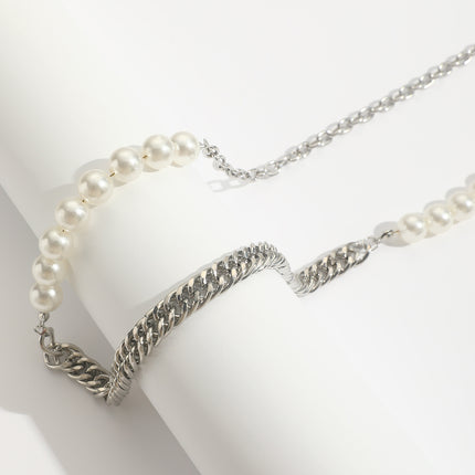 Fashion Pearl Necklace Chunky Cuban Chain