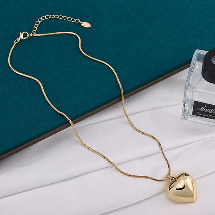 Peach Heart Snake Chain Necklace - FASHION SHEGOODS LLC