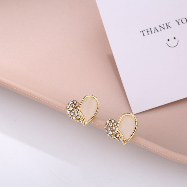 Heart Tiny Studs Rhinestone Earrings - FASHION SHEGOODS LLC