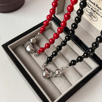 Magnetic Attraction Black Crystal Beads Fashion Chains Necklaces