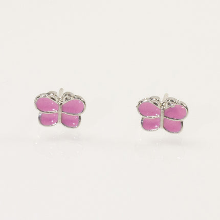 Butterfly Enamel Pink Stud Earrings