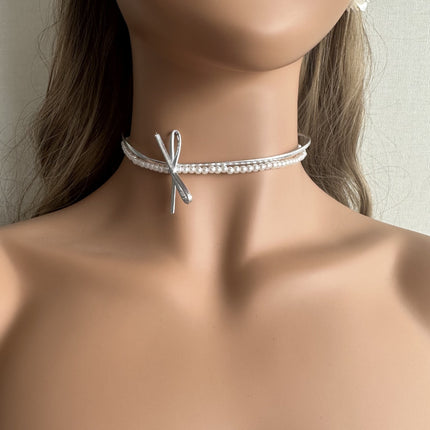 Fashion Beaded BowKnot Necklace
