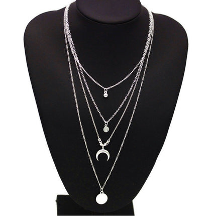 Multi-layer Necklace Moon Pendant - FASHION SHEGOODS LLC