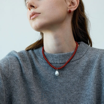 Glass Bead Drop Necklace - FASHION SHEGOODS LLC