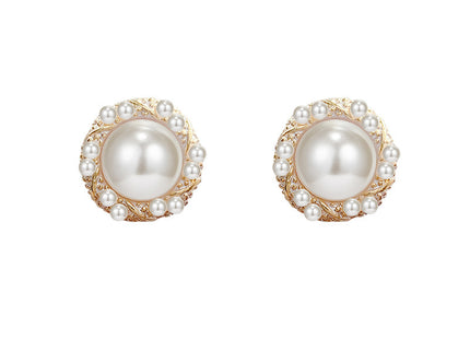 Round Pearls Flower Stud Earring