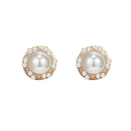 Round Pearls Flower Stud Earring