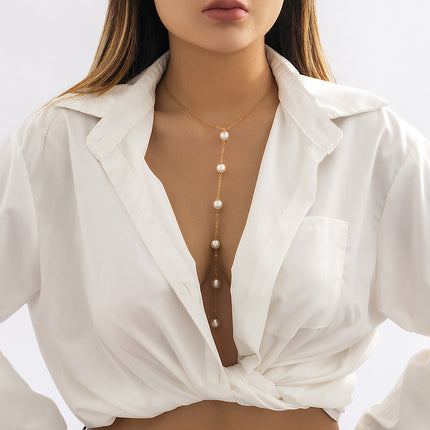 Sexy Chest Chain Bikini Pearl Necklace