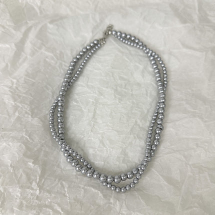 Gray Glass Pearl Necklace Vintage Twisted Pearl Choker - FASHION SHEGOODS LLC