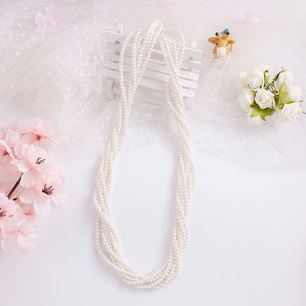 Pearl Necklace Choker Collar 6 Layer Multi