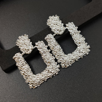 Hollow Large Square Stud Statement Earrings - FASHION SHEGOODS LLC