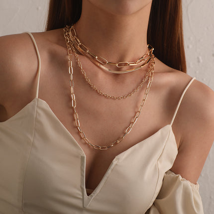 Multiple Paperclip Chain Layer Necklace Set