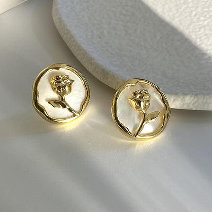 Flower Round Stud Earrings