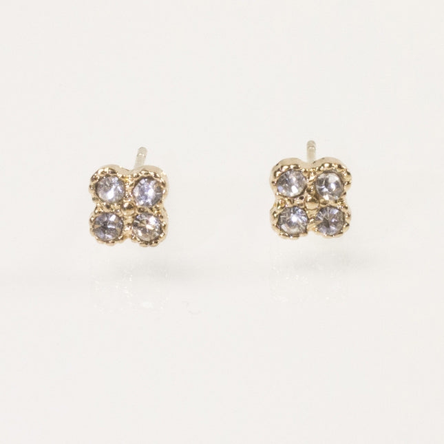 Four Clover Rhinestone Stud Earrings