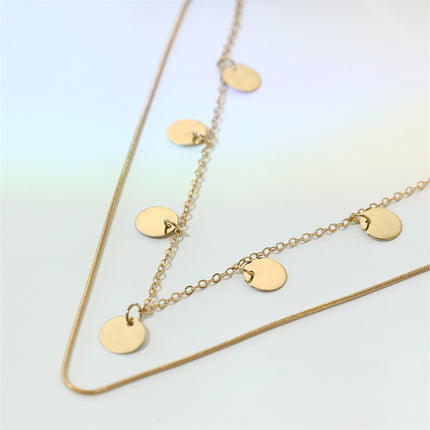 Layered Chain Multi Coin Pendant Necklace - FASHION SHEGOODS LLC