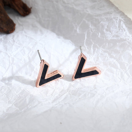Initial Letter V Stud Earrings - FASHION SHEGOODS LLC
