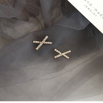 Rhinestone initial X Earring