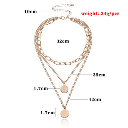 Punk Vintage Layered Portrait Coin Pendant Necklace