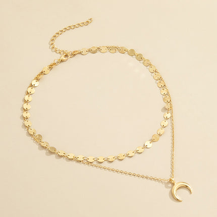 Bohemian Moon Pendant Necklace Layer Chain