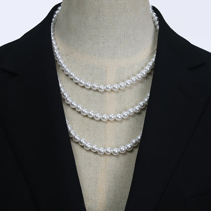 Layer Long Round Pearl Chain Pearl Necklace - FASHION SHEGOODS LLC