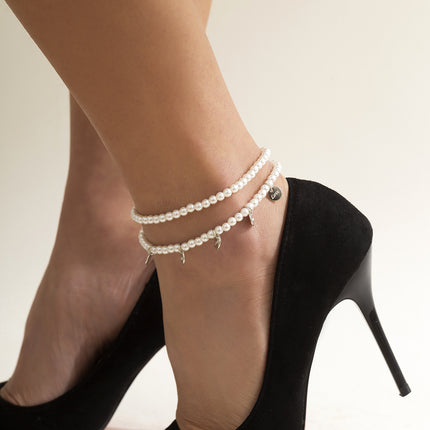 Classic Retro Multi-layer Pearl Anklet Beaded Chain Anklet Set