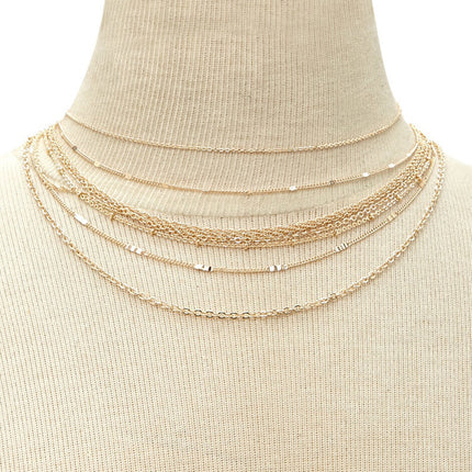 Multi Layer Tassel Metal Collarbone Chain Necklace - FASHION SHEGOODS LLC