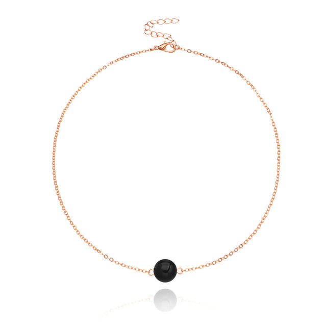 Black Glass Beads Necklace