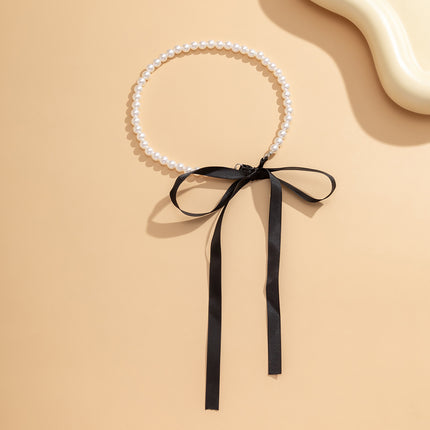 Long Black Velvet Ribbon Bow Choker - FASHION SHEGOODS LLC
