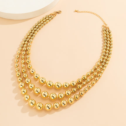 Multi Layer Geometric Gold Bead Necklace Bracelets Earring Set