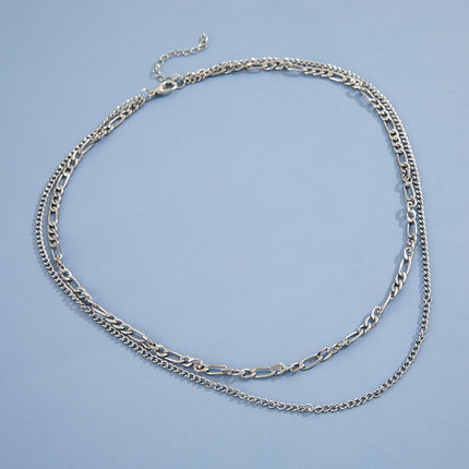 Multi Double 2 Layers Simple Chain Necklace - FASHION SHEGOODS LLC