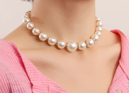 Handmade Big Chunky White Pearl Choker Necklace for Women
