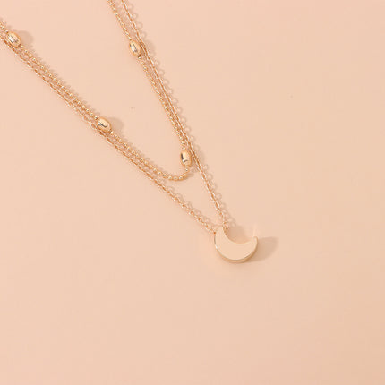 Moon Charm Double Layer Necklace - FASHION SHEGOODS LLC