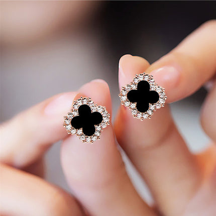 Four Leaf Clover Rhinestone Earrings - FASHION SHEGOODS LLC