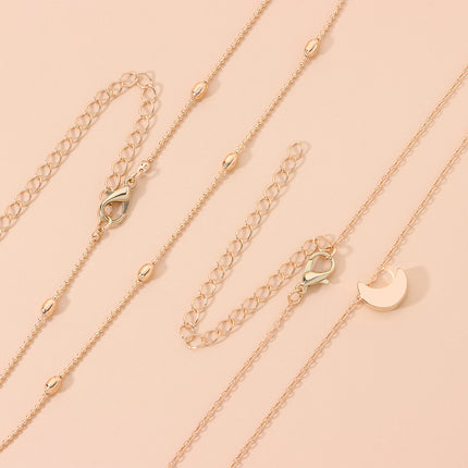 Moon Charm Double Layer Necklace - FASHION SHEGOODS LLC
