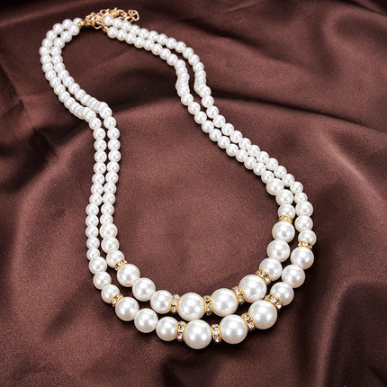 Multi-Layer Pearl Statement Bridal Choker Necklace - FASHION SHEGOODS LLC