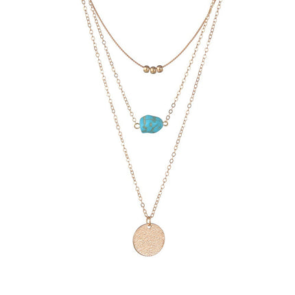 Double-Layer Necklace Water Drop Turquoise Pendant