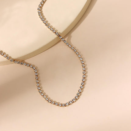 Dainty Rhinestone Tennis Chain Necklace
