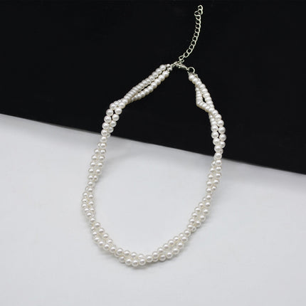 Multi layers women choker Pearl Necklace Round Twisted - FASHION SHEGOODS LLC