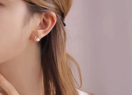 Triangle Waterdrop Pearl Stud Earrings
