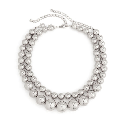 Exaggerated Big Pearl Chunky Heart CCB Round Ball Bead Chain Punk Choker Necklace