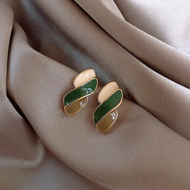 Green Enamel Irregular Stud Earring - FASHION SHEGOODS LLC