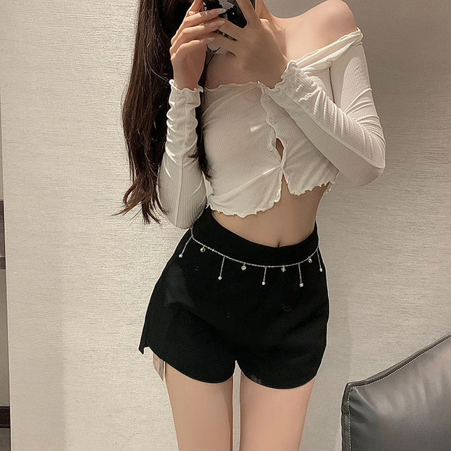 Rhinestone tassel Waist Pearl Body Chain