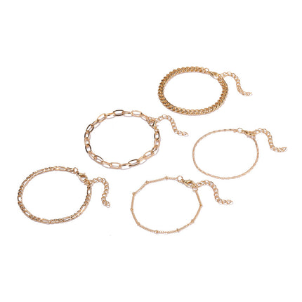 Simple Round Bead Chain Bracelet Set