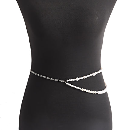 Pearl Beads Waist Chain Layered Belly Chains Rave Body Jewelry