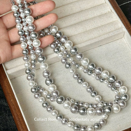 Imitation Pearl Beads Handmade Ball Chain Collar Necklace - FASHION SHEGOODS LLC