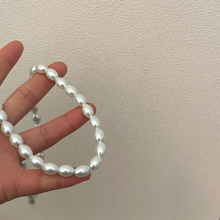 Oval Glass Pearl Chain Necklace - FASHION SHEGOODS LLC