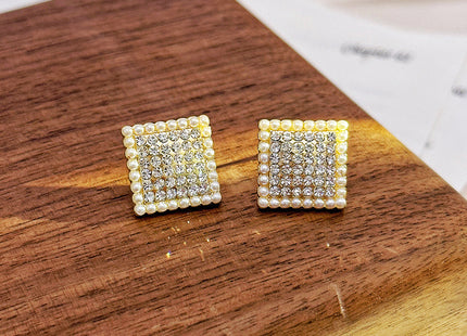 Full Rhinestone Square Geometric Earrings