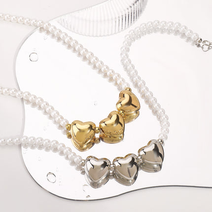 Pearl Beaded Necklace love Pendant - FASHION SHEGOODS LLC