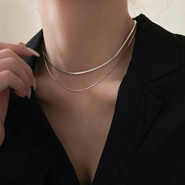 Blade Chain Plain Necklace Snake Bone Chain