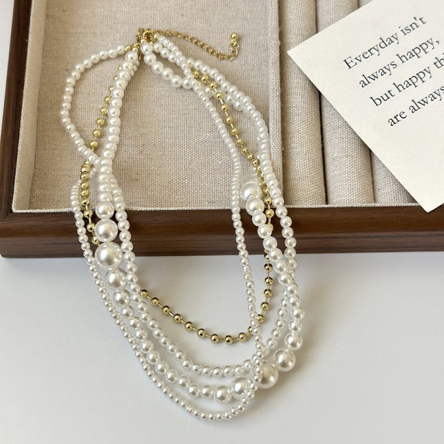 Retro Twisted Link Chain and Pearl Choker Dainty Vintage Necklace