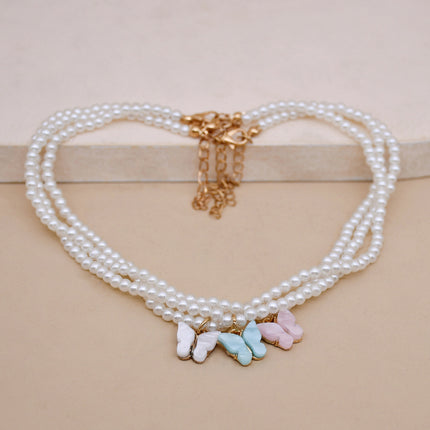 Opal Necklace butterfly Pendant Fashion Pearl Necklace - FASHION SHEGOODS LLC